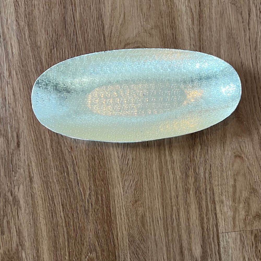 Crate & Barrell Silver Oval Decorative Tray